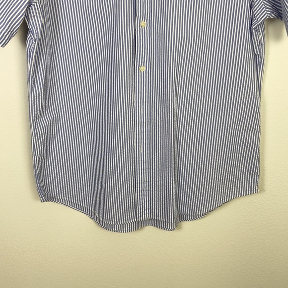 Ralph Lauren Men's Large Short Sleeve Button Up Seersucker Striped Shirt Preppy - Picture 2 of 6